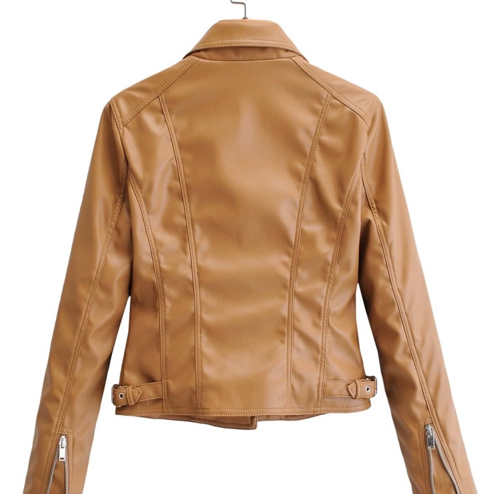 Luxe Black moto biker zipper pocket jacket - Picture 4 of 10